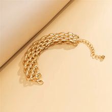 Load image into Gallery viewer, Ladies Gold Chunky Thick Oval Interlink Weave Chain Bracelets
