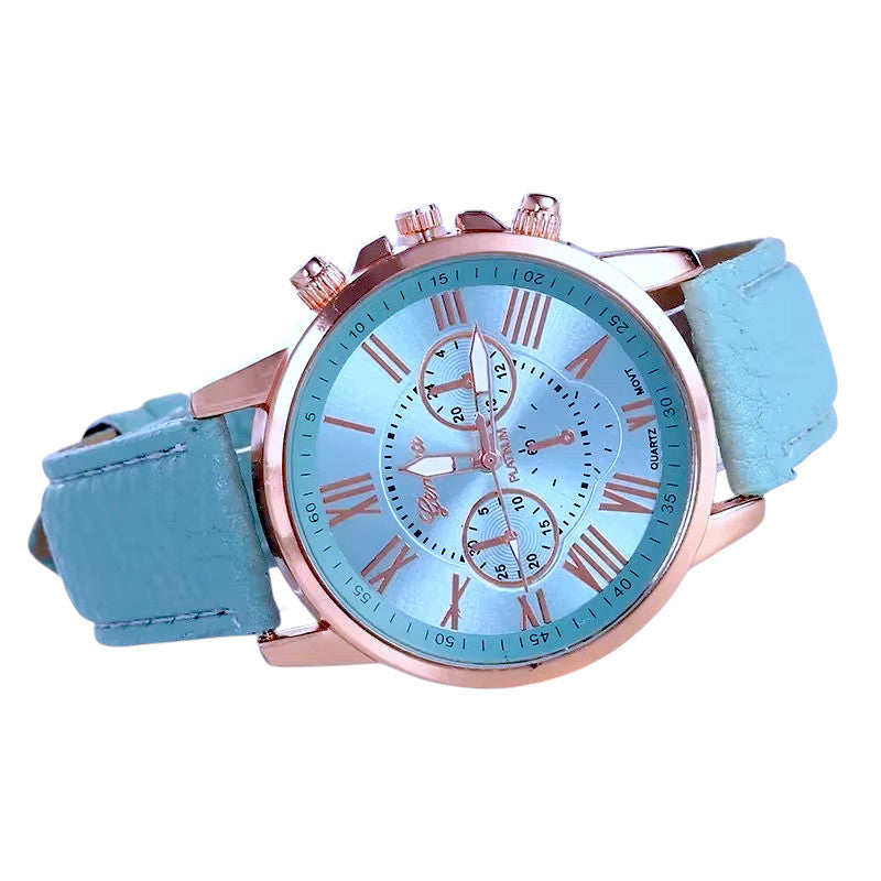 Ladies Sea Blue Geneva Double Level Belt Quartz Hand Fashion Wrist Watch