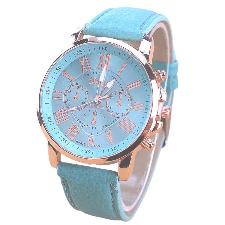 Ladies Sea Blue Geneva Double Level Belt Quartz Hand Fashion Wrist Watch