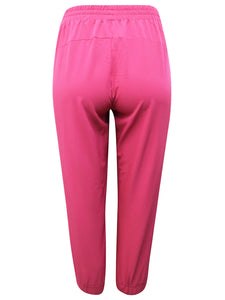 Womens Raspberry Capri 3/4 Crop Elasticated Waist Plus Size Joggers