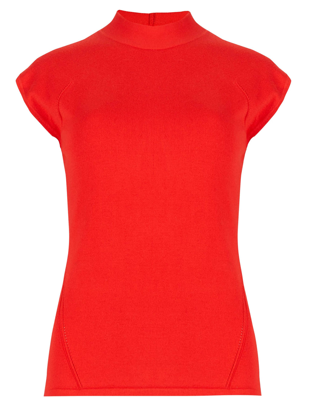 Ladies High Neck Cap Sleeve Soft Knitted Jumper