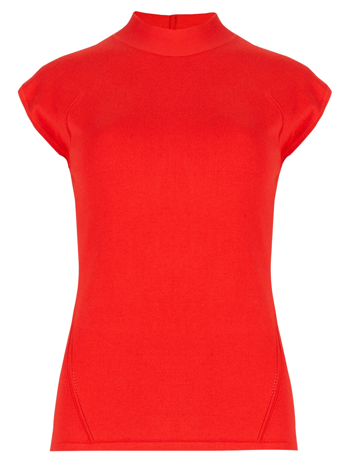 Ladies High Neck Cap Sleeve Soft Knitted Jumper
