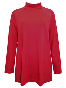 Ladies J.Jill Red Cotton Blend Turtle Neck Top