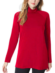 Ladies J.Jill Red Cotton Blend Turtle Neck Top