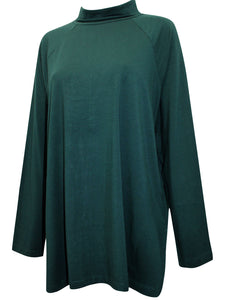 Ladies J.Jill Dark Green Cotton Blend Turtle Neck Top