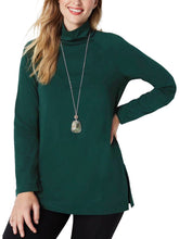 Load image into Gallery viewer, Ladies J.Jill Dark Green Cotton Blend Turtle Neck Top
