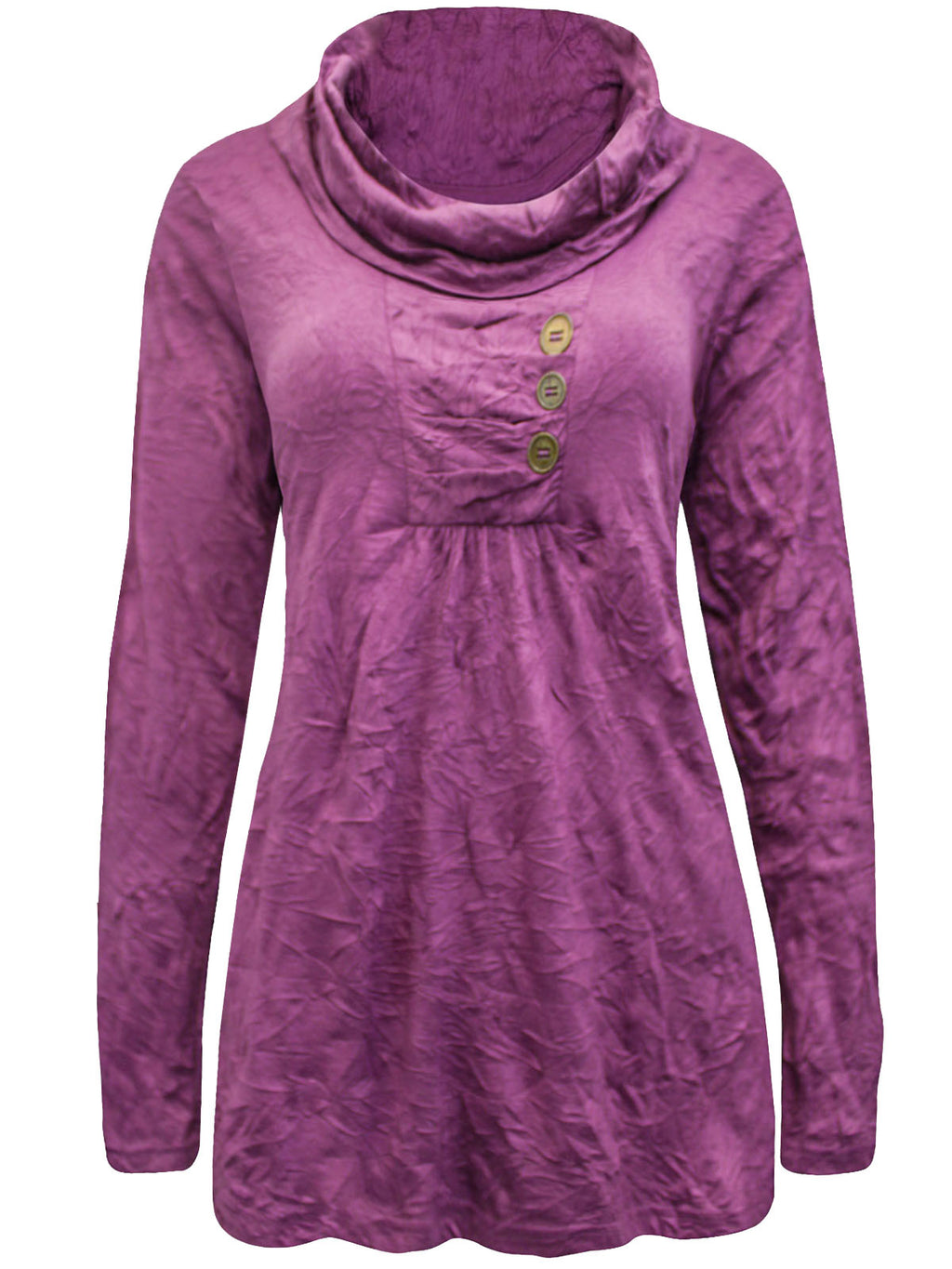 Ladies BPC Cowl Neck Crushed Crinkle Effect Long Sleeve Tunic Tops