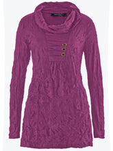 Load image into Gallery viewer, Ladies BPC Cowl Neck Crushed Crinkle Effect Long Sleeve Tunic Tops
