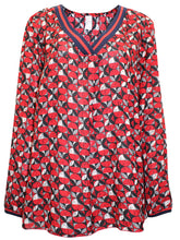 Load image into Gallery viewer, Ladies Geo Print Woven Long Sleeve Pleated Back Plus Size Tops
