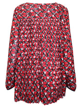 Load image into Gallery viewer, Ladies Geo Print Woven Long Sleeve Pleated Back Plus Size Tops
