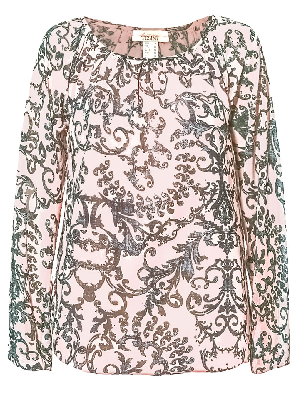 Ladies Floral Gypsy Relax Fit Long Sleeve Tunic Tops