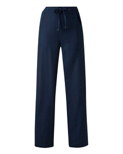 Ladies Capsule Navy Linen Blend Back Elasticated Waist Trousers