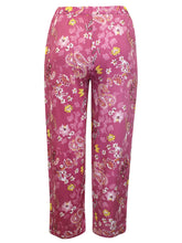 Load image into Gallery viewer, Ladies Pink Floral Print Wide Leg Elasticated Waist Cropped Trousers

