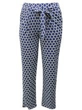 Load image into Gallery viewer, Ladies Blue Circle Print Tie Belt Elasticated Waist Tapered Plus Size Trousers
