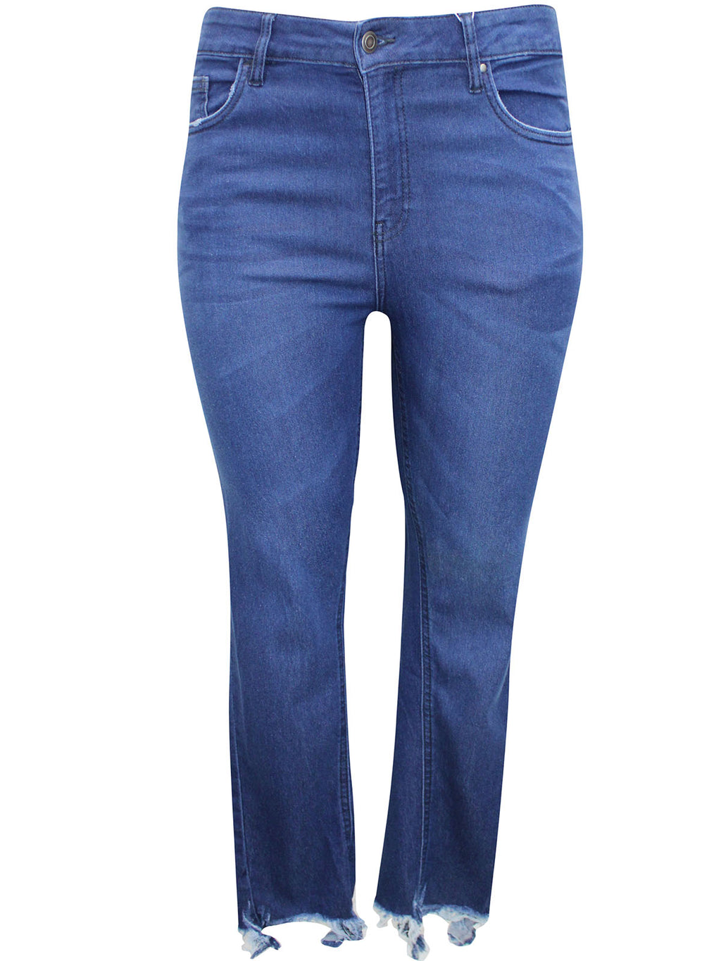 Ladies Blue Diane Distressed Frayed Hem Stretchy Skinny Plus Size Jeans