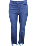 Ladies Blue Diane Distressed Frayed Hem Stretchy Skinny Plus Size Jeans