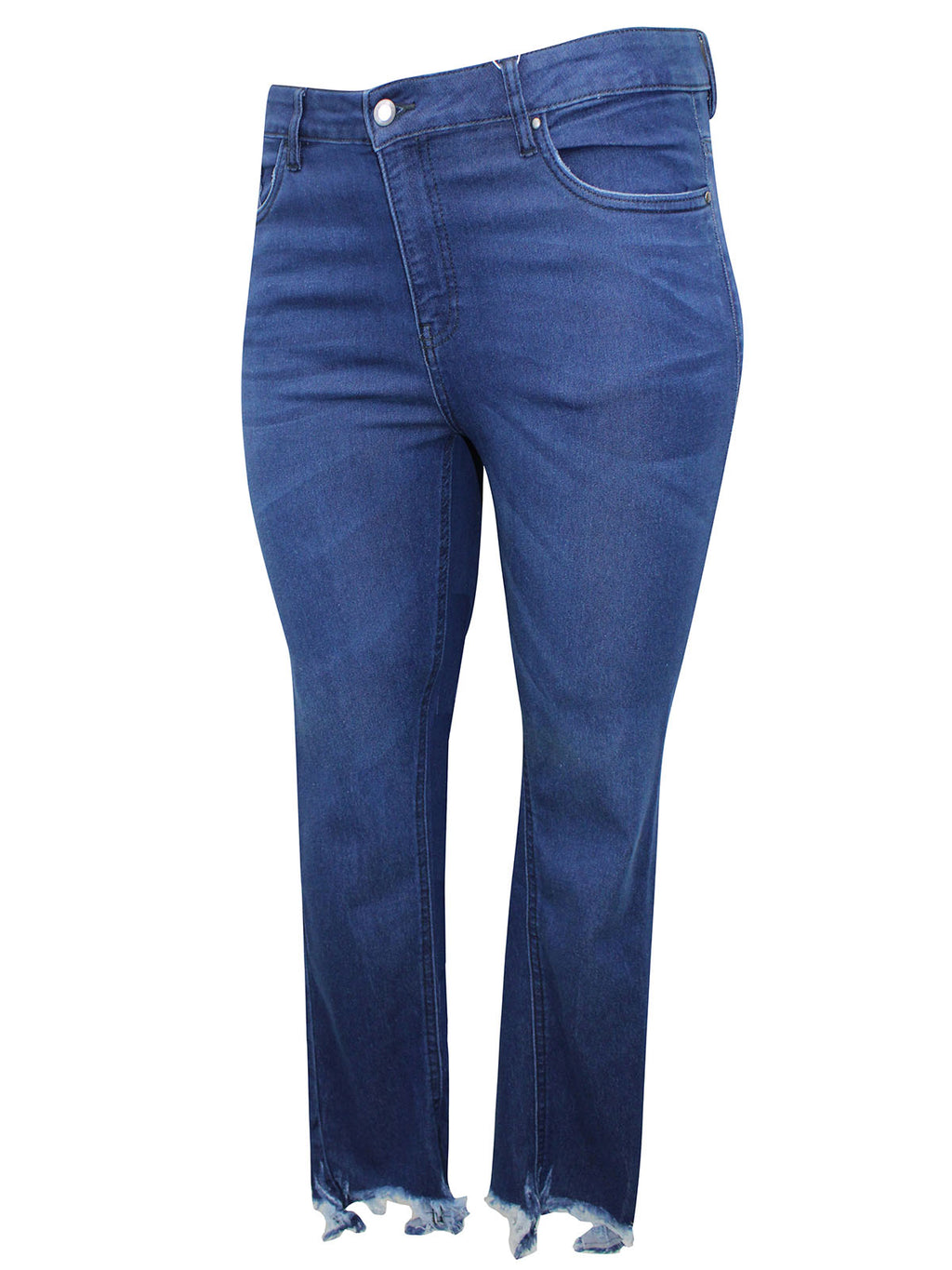 Ladies Blue Diane Distressed Frayed Hem Stretchy Skinny Plus Size Jeans
