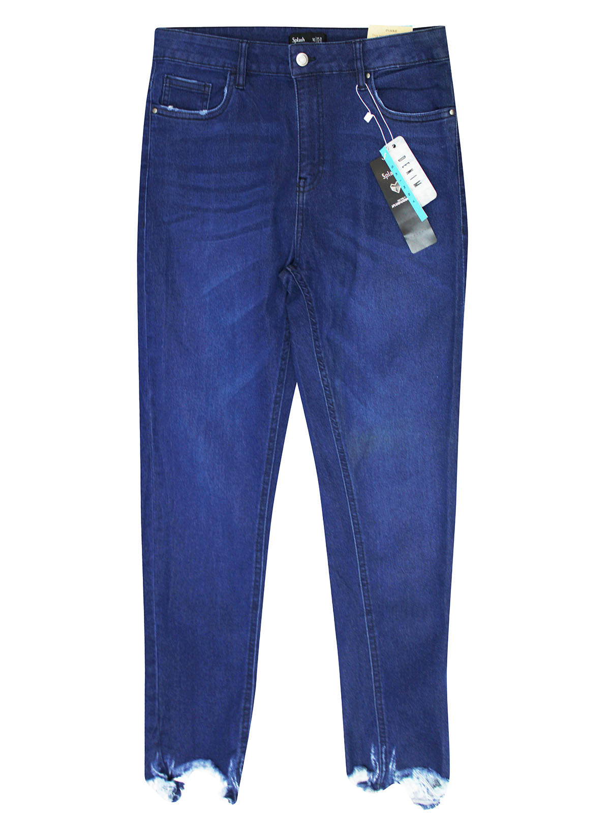 Ladies Blue Diane Distressed Frayed Hem Stretchy Skinny Plus Size Jeans