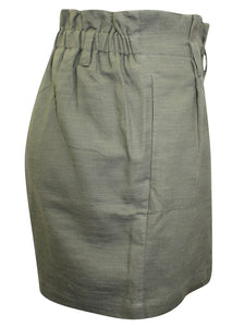 Ladies Khaki Pure Cotton Paperbag Back Elasticated Waist Shorts
