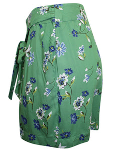 Ladies Aniston Green Floral Print Tie Belt Summer Shorts