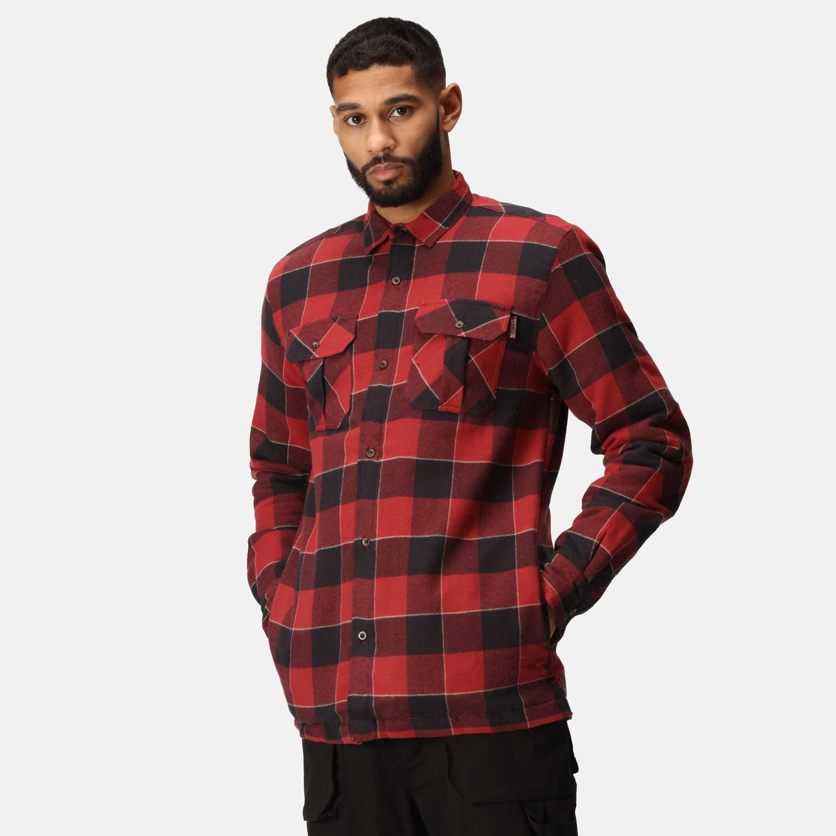 Mens Regatta Shelford Durable Padded Check Workwear Casual Durable Shirt Jacket