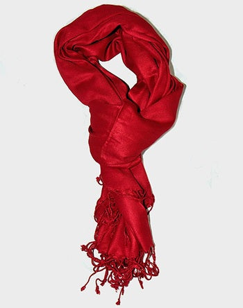 Ladies Stylish Red Viscose Fringe Hem Light Weight Tassel Evening Scarf