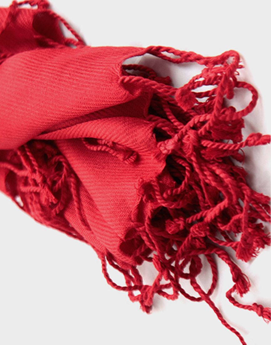 Ladies Stylish Red Viscose Fringe Hem Light Weight Tassel Evening Scarf