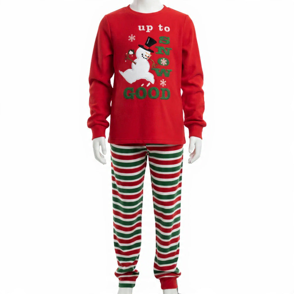 Girls Red Up to Snow Good Polar Fleece Xmas Top & Bottoms Christmas Pyjamas Sets