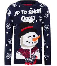 Load image into Gallery viewer, Boys Threadbare Navy &quot;Up To Snow Good&quot; Christmas Jumpers
