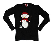Load image into Gallery viewer, Girls Soft Fluffy Snowman Embroidery Long Sleeve Christmas Jumper
