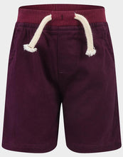 Load image into Gallery viewer, Boys Burgundy Cotton Ribbed Elastic Waist Drawstring Pull-On Shorts
