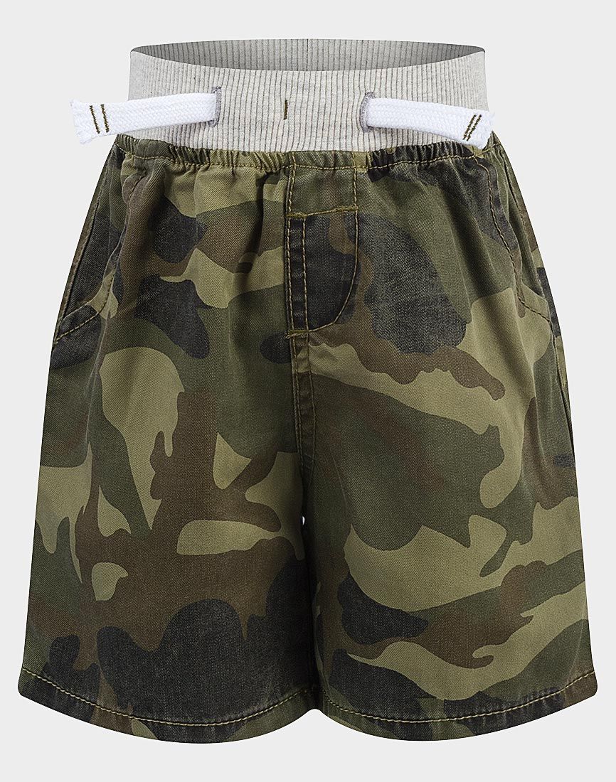 Boys Baby Camouflage Cotton Rib Elastic Waist Drawstring Pull-On Summer Shorts