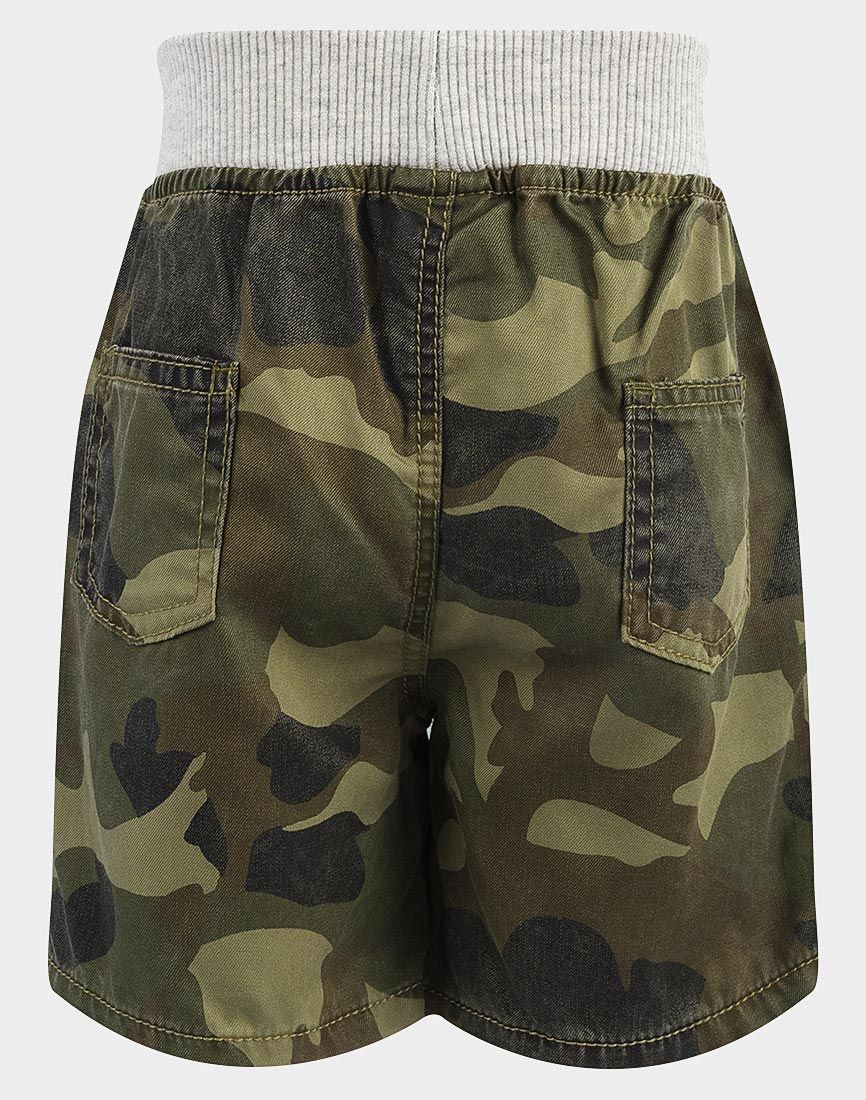 Boys Baby Camouflage Cotton Rib Elastic Waist Drawstring Pull-On Summer Shorts