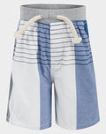Boys Toddlers White & Blue Plaid Ribbed Elastic Waist Drawstring Pull-On Shorts