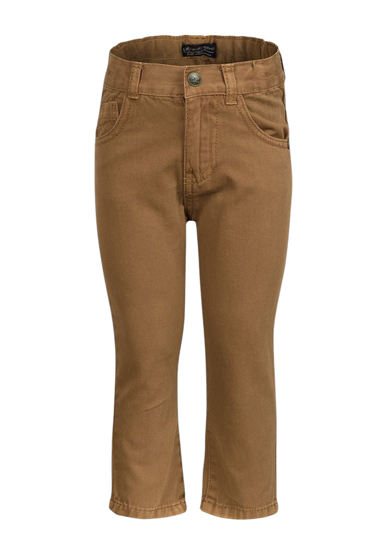 Boys Life & Legend Tan Cotton Adjustable Waistband Trousers
