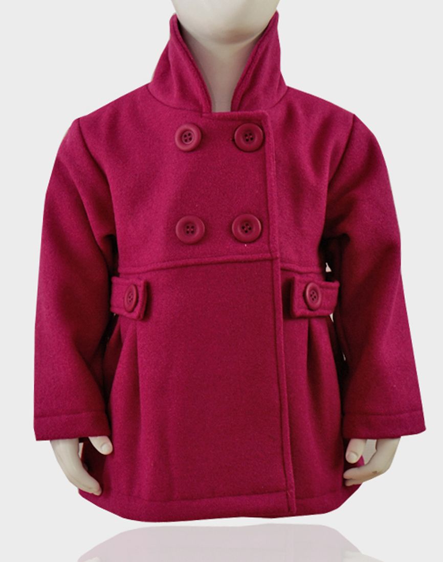 Baby Girls Knot So Bad Cerise Wool Blend Button Down Thick Belted Coats