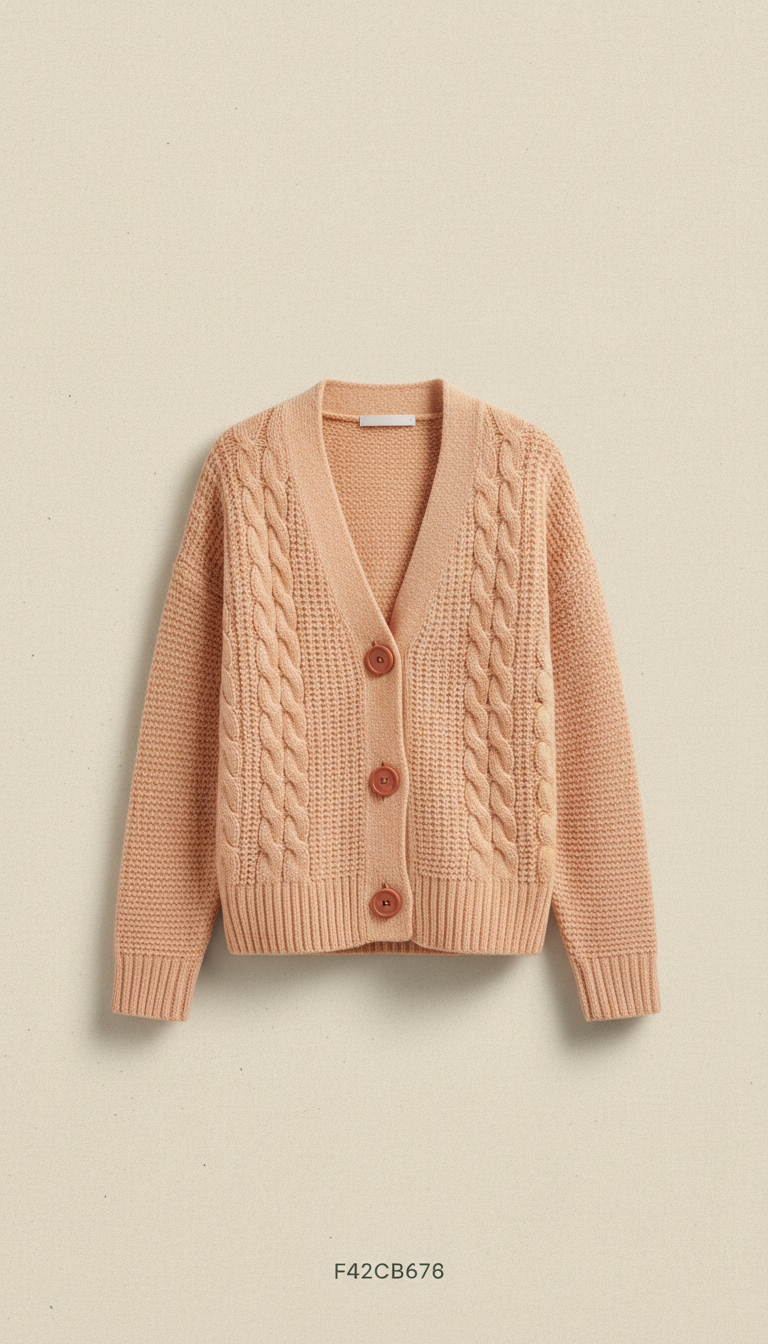 Knit Cardigan in Apricot Cream