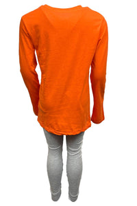 Girls Boys Orange Game On Contrast Top+Bottom Pyjamas