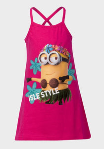 Girls Minions Official Merchandise Despicable Me Cotton Cross Strap Summer Dress