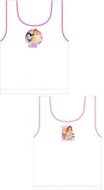 Girls Disney Forever Princess White 2 Pack Soft Cotton Underwear Vests