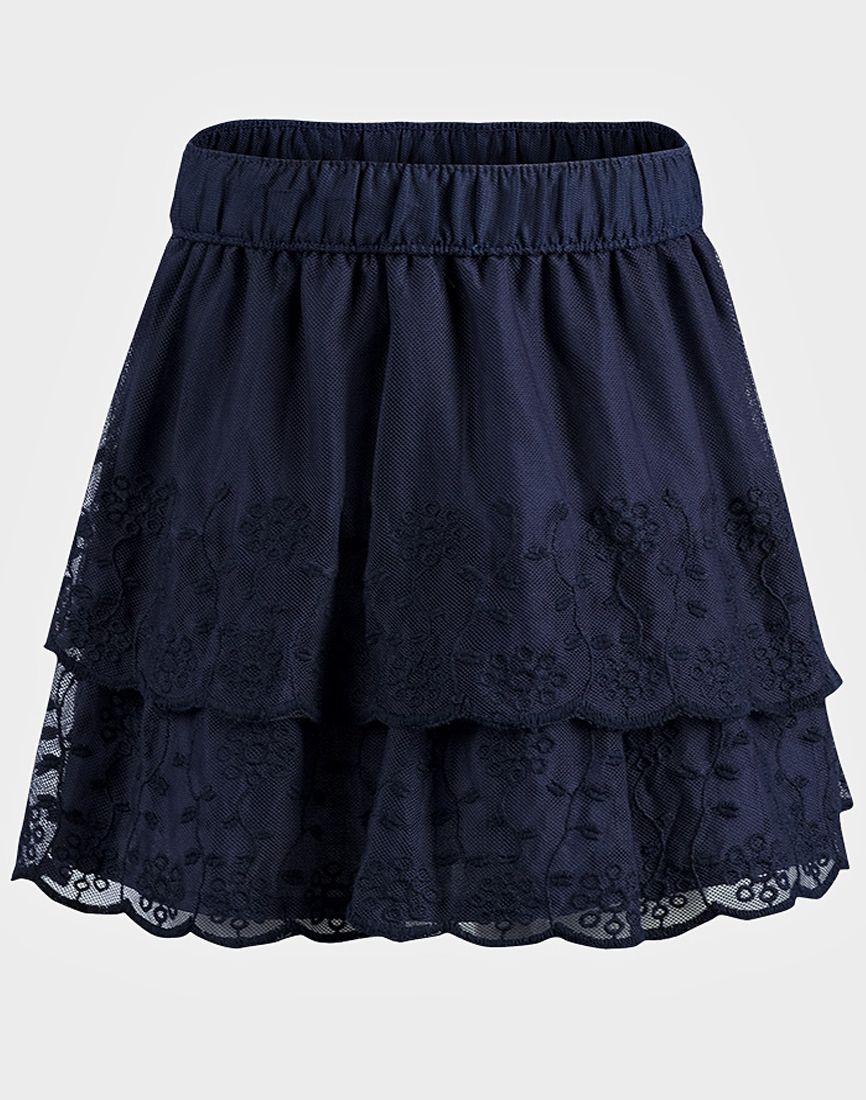 Girls Toddler BabyGirls Navy Embroidered Rara Elasticated Waist Skirt