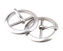 Load image into Gallery viewer, Silver 4 Pieces 64mm Round Single Prong Buckle Pin Centre Bar Buckles for Belts
