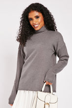 Load image into Gallery viewer, Ladies Roll Neck Knitted Stretchy Longsleeve Jumper

