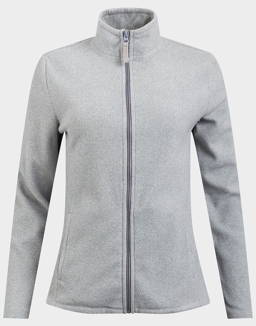 Ladies Grey Full Zip Long Sleeve Micro Soft Fleece Jackets