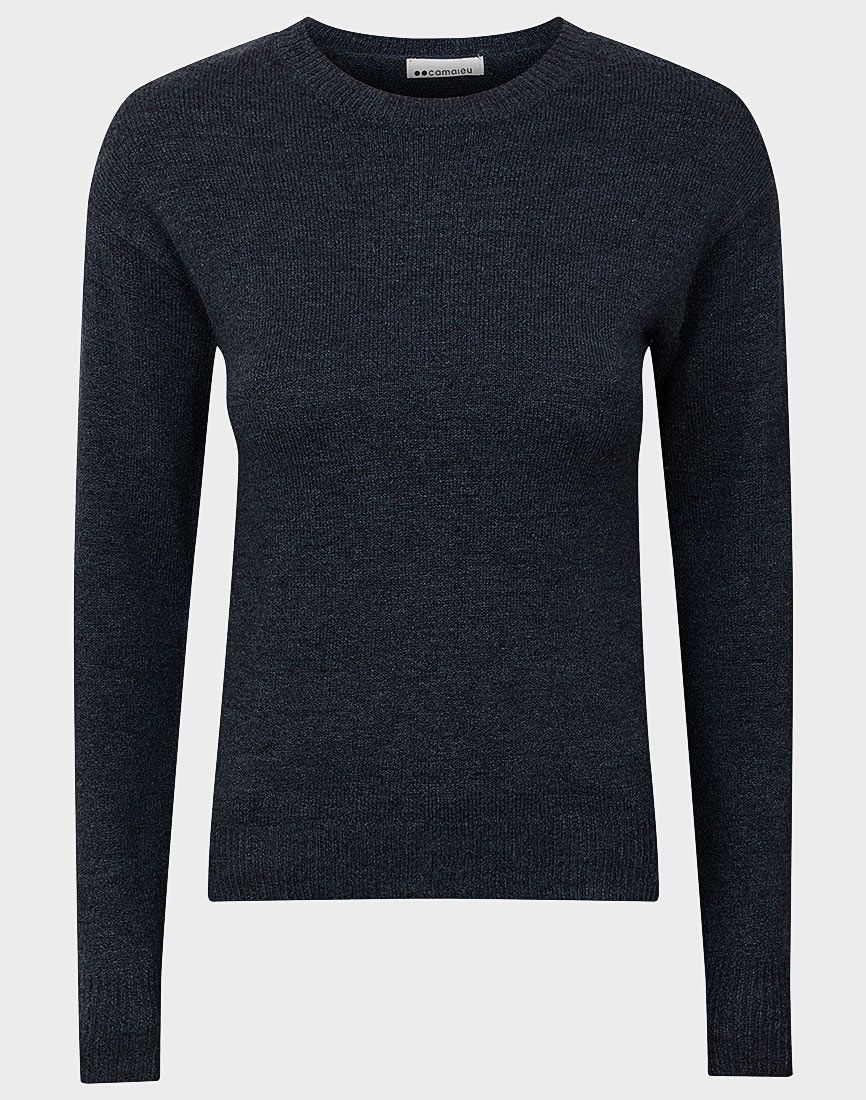 Ladies Camaieu Navy Round Neck Soft Wool Blend Jumpers