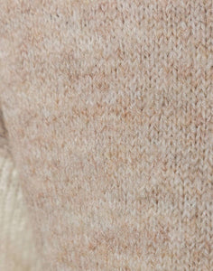 Ladies Cream & Beige Ribbed High Neck Two Tone Jumper