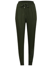 Load image into Gallery viewer, Ladies Seaweed Green Elasticated High Waist Cuff Hem Trouser
