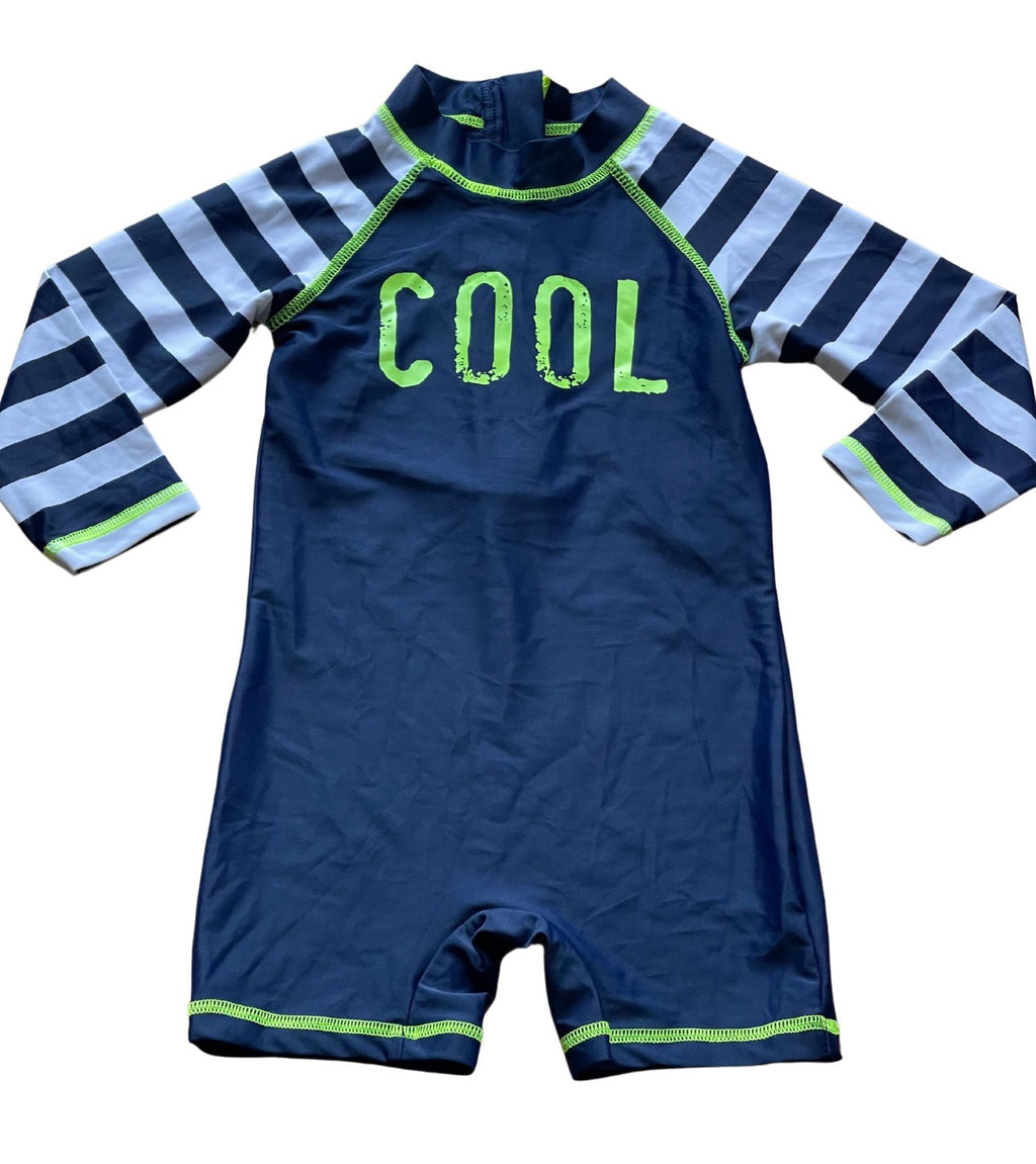 Boys Toddlers Navy & White Cool Print Sunsafe UV40+ One Piece Swim Suit