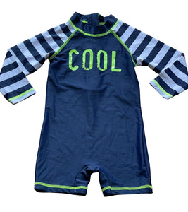Boys Toddlers Navy & White Cool Print Sunsafe UV40+ One Piece Swim Suit
