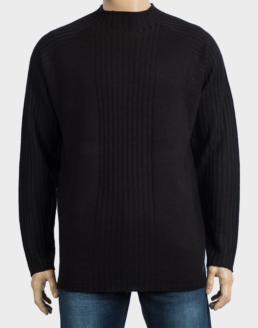 Mens Black Oxyzone High Neck Ribbed Knitted Jumper
